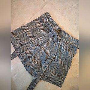 Abercrombie Plaid Flannel High Waisted Tie Shorts